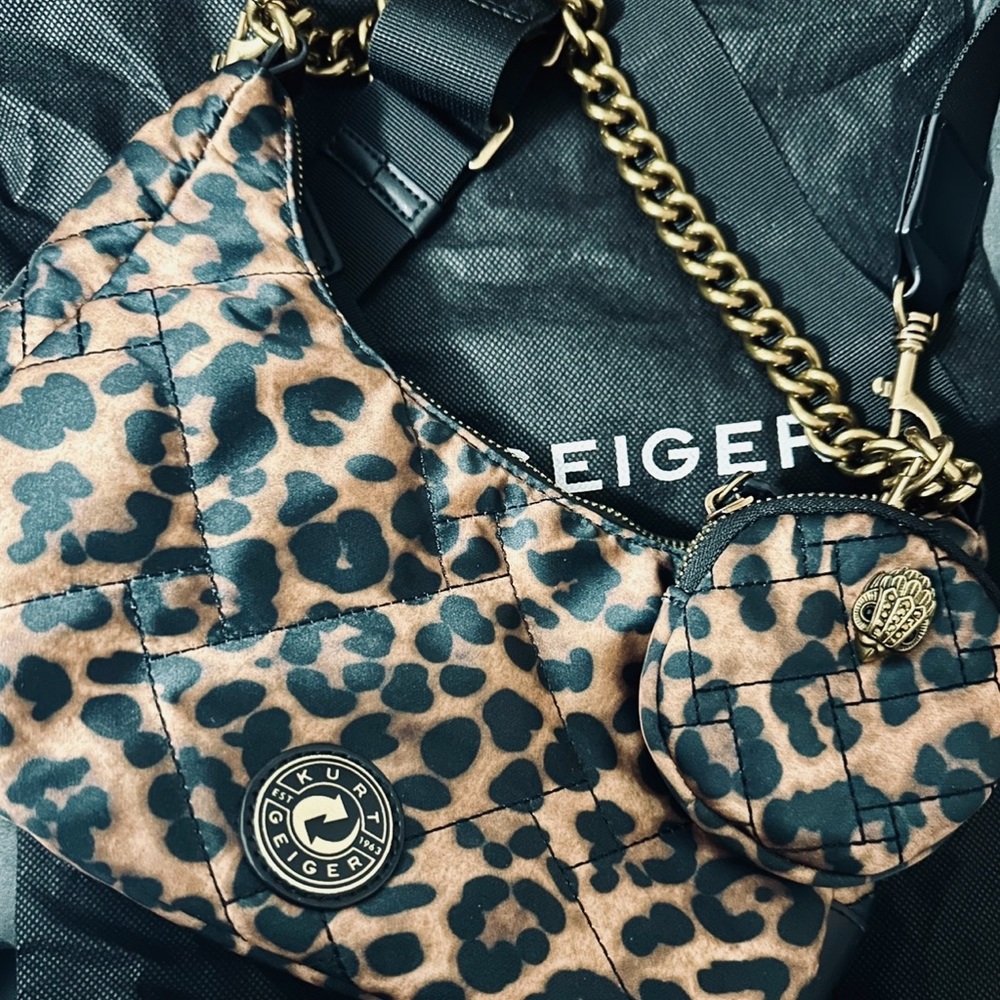 Kurt Geiger leopard print satin bag